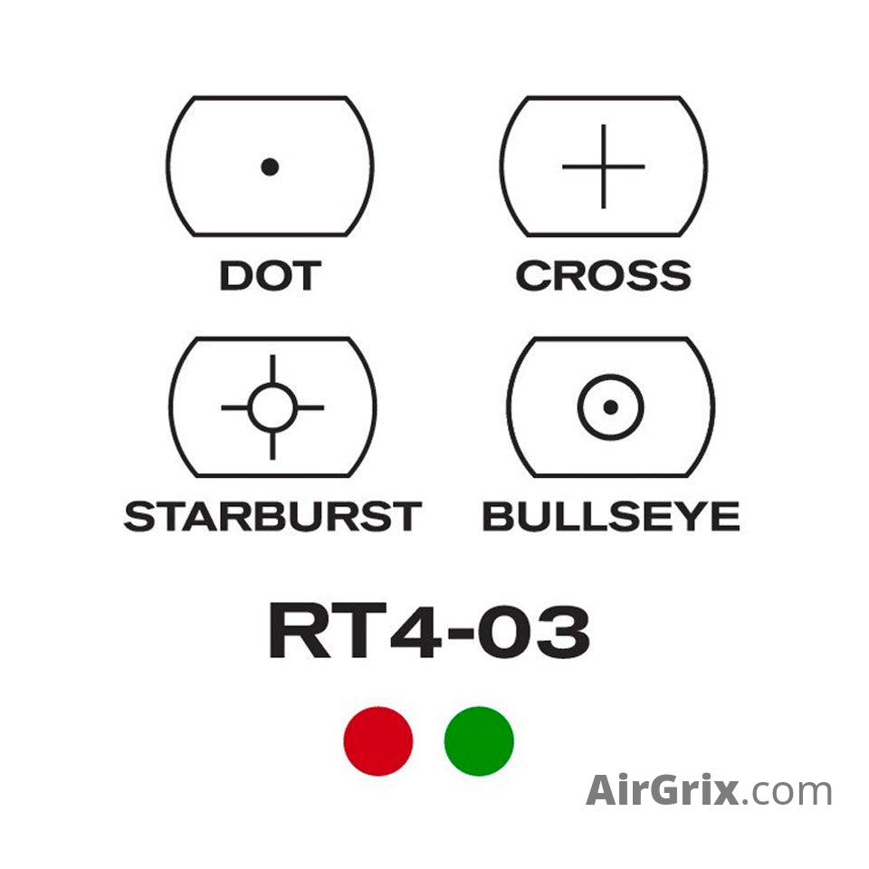 RT4-03D 1x34mm Dual Illuminated Red Dot Sight - 4 Reticles