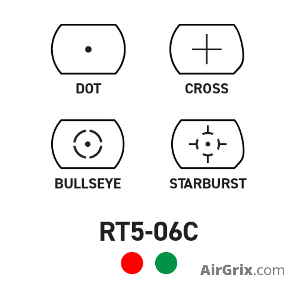 RT5-06C 1x34mm Dual Illuminated Red Dot Sight - 4 Reticles