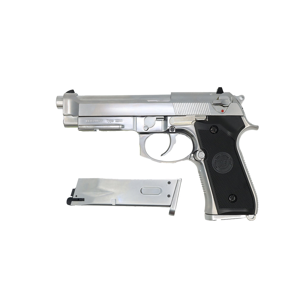 WE M9A1 New System GBB Pistol (Auto) + Spare Magazine Bundle – Premium Silver Tactical Set