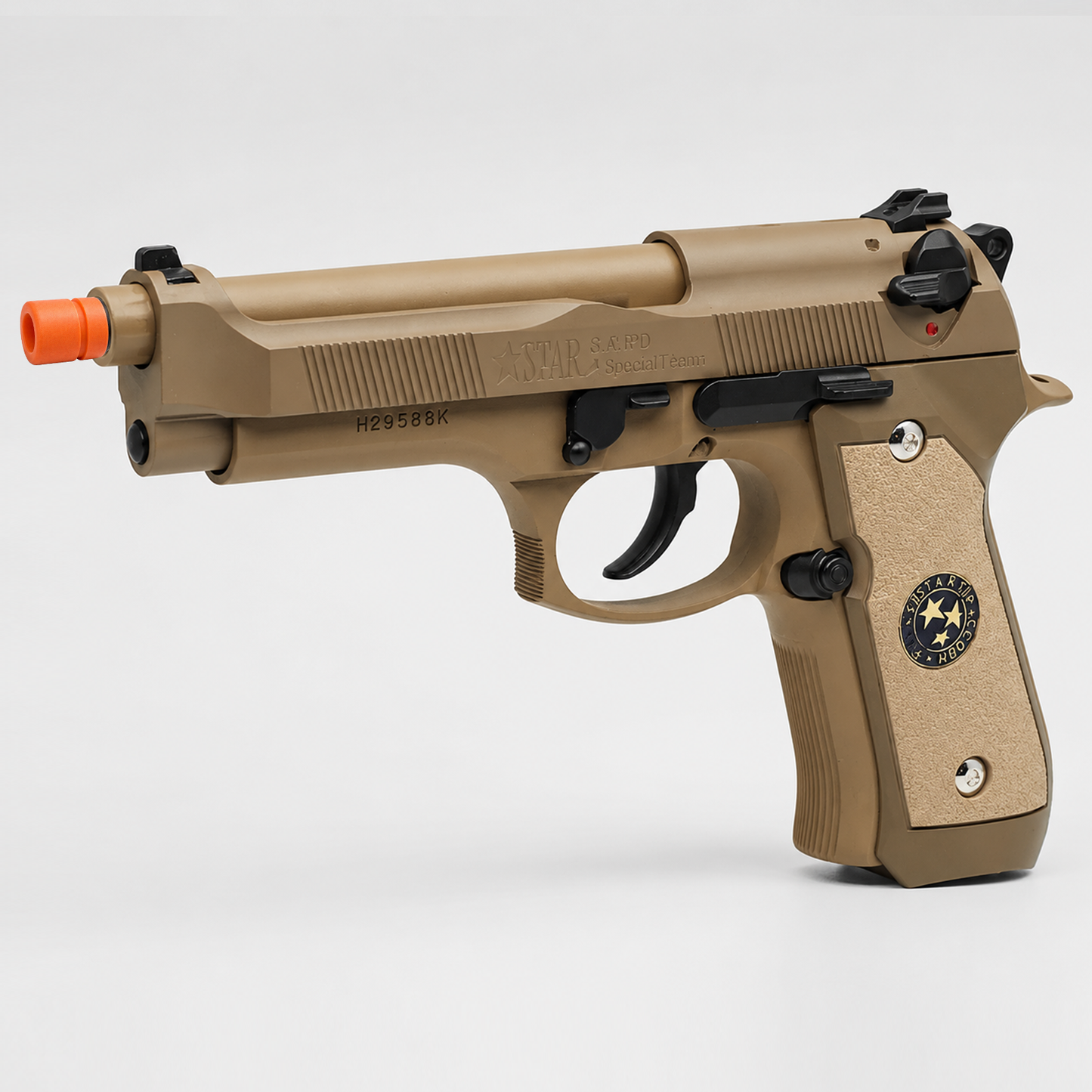 WE M9 Biohazard 20th Anniversary Tan GBB Pistol