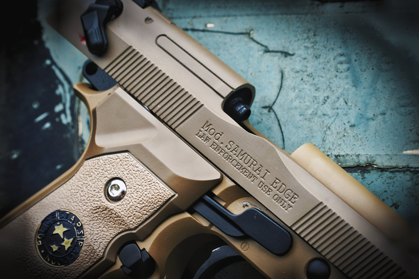 WE M9 Biohazard 20th Anniversary Tan GBB Pistol