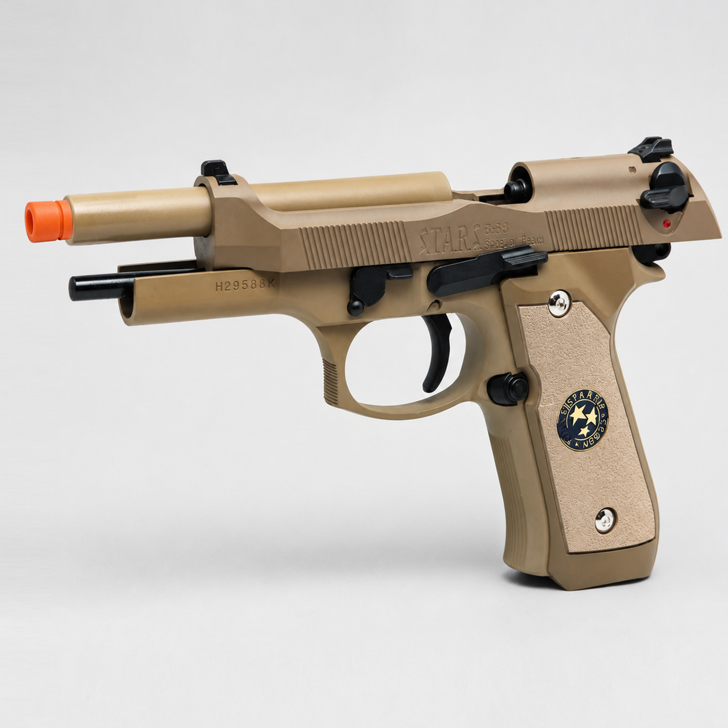 WE M9 Biohazard 20th Anniversary Tan GBB Pistol