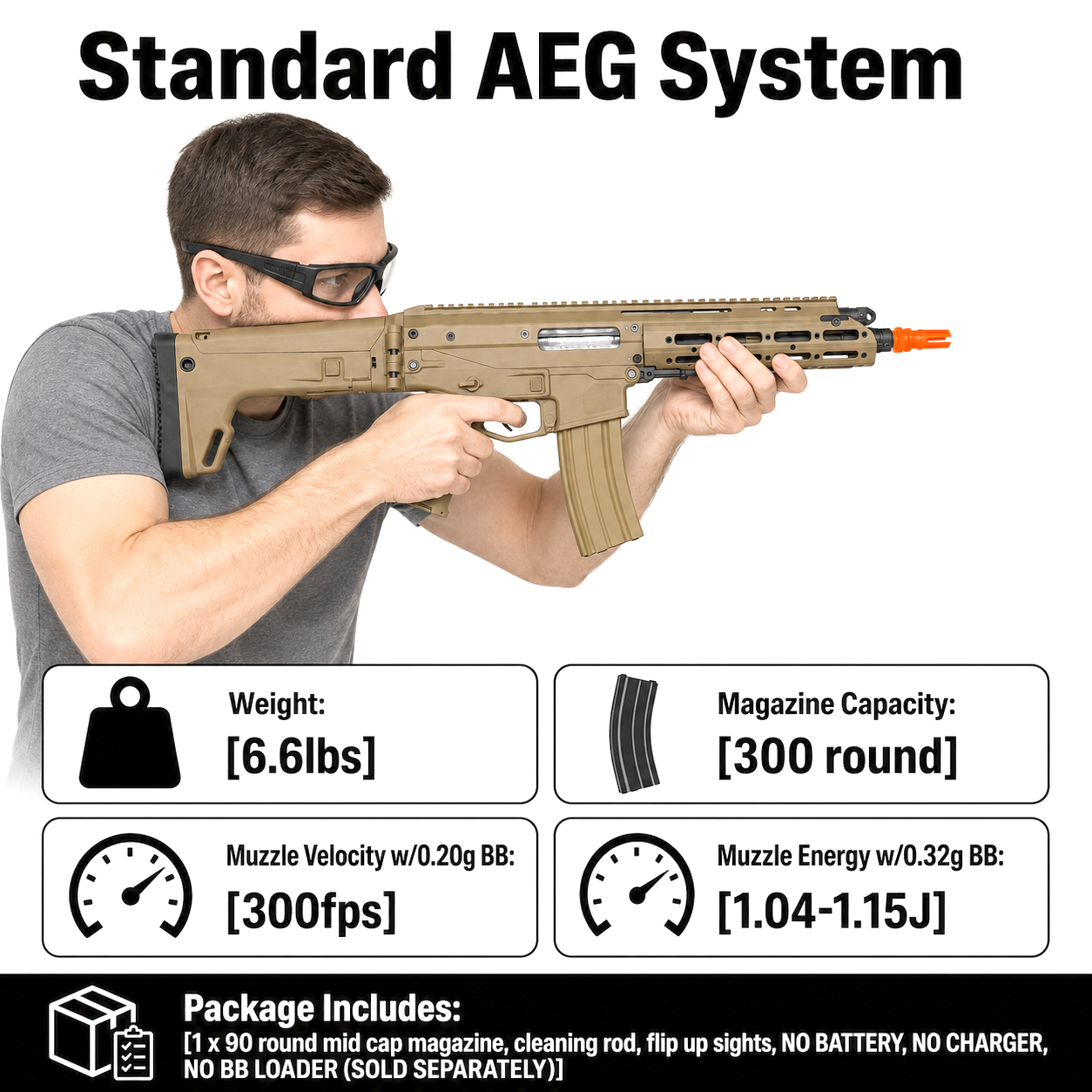 WE MSK S 3.3KG Alloy AEG Airsoft Rifle | 300rd Hi-Cap Blaster