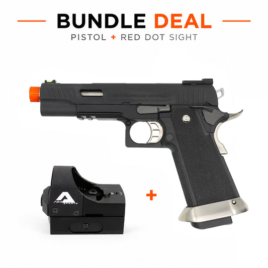 WE Galaxy 1911 Type A + RT5-P1 Kit—— Lightweight competition-style pistol kit with fast red dot target acquisition