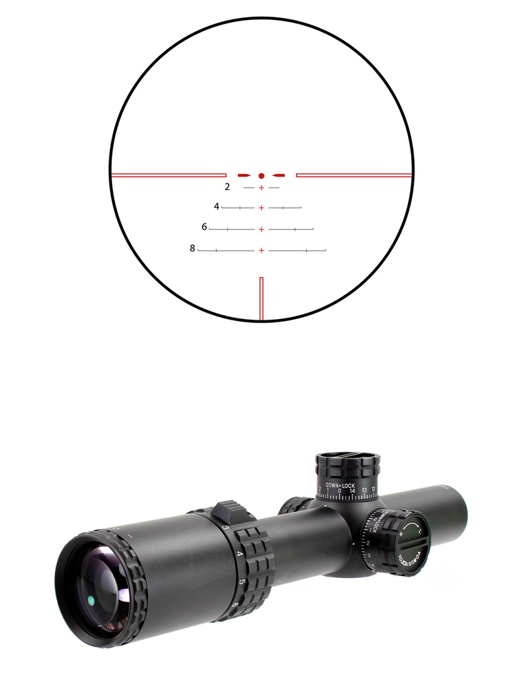 ALPHA 6 1-6X24 30MM RIFLESCOPE WITH CQ1 MOA RETICLE