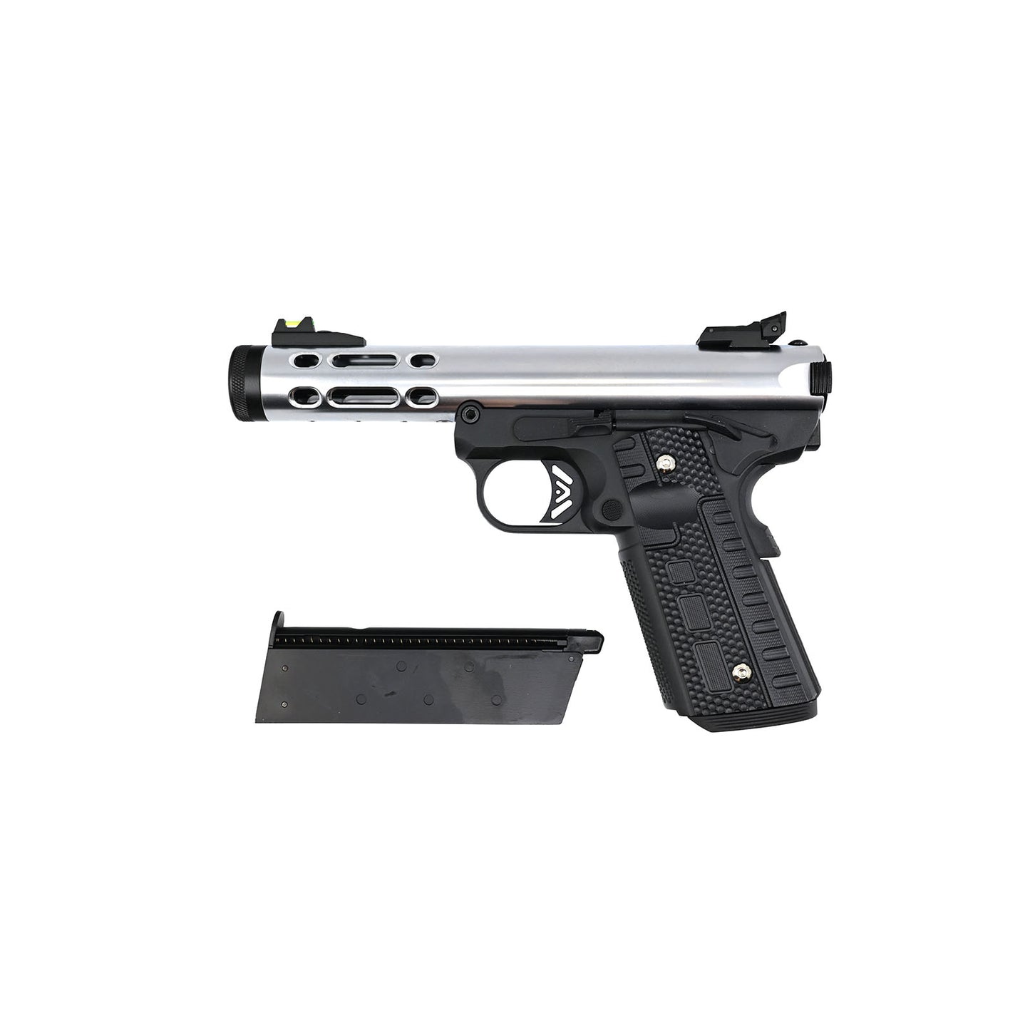 WE Galaxy 1911 Type A GBB Pistol – Silver Slide / Black Frame