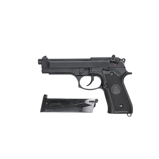 WE M9 Full Metal GBB Pistol + Spare Magazine Bundle – Tactical Reload Set (Black)