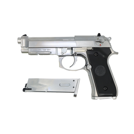 WE M9A1 New System GBB Pistol (Auto) + Spare Magazine Bundle – Premium Silver Tactical Set