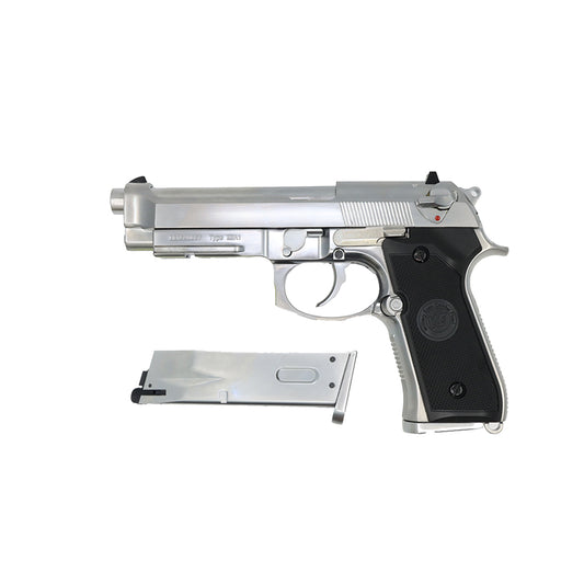 WE M9A1 New System GBB Pistol (Auto) + Spare Magazine Bundle – Premium Silver Tactical Set