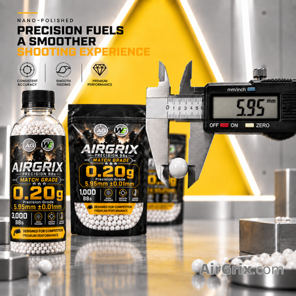 Premium 0.2g Airsoft BBs (4-Bottle, 12,000 Count Total) | 5.95mm Ammo