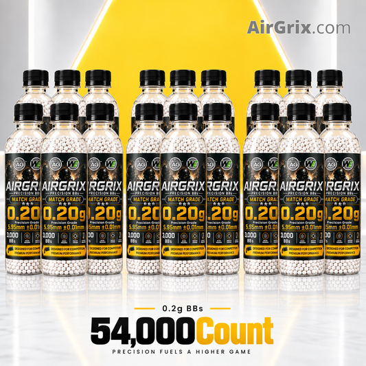 Premium 0.2g Airsoft BBs (18-Bottle, 54,000 Count Total) | 5.95mm Ammo