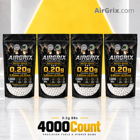 Premium 0.2g Airsoft BBs (4-Bag, 4,000 Count Total) | 5.95mm Ammo