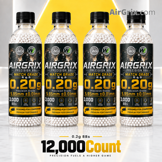 Premium 0.2g Airsoft BBs (4-Bottle, 12,000 Count Total) | 5.95mm Ammo