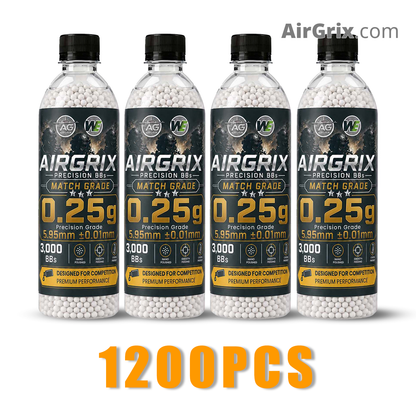 Premium 0.25g Airsoft BBs (4-Bottle, 12,000 Count Total) | 5.95mm Ammo