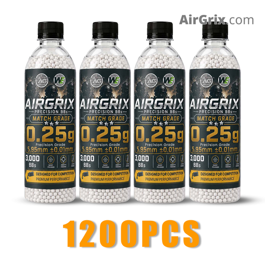 Premium 0.25g Airsoft BBs (4-Bottle, 12,000 Count Total) | 5.95mm Ammo