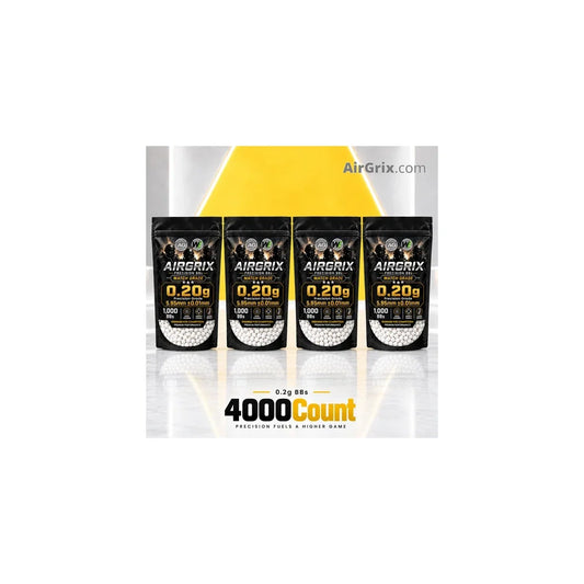 Premium 0.2g Airsoft BBs (4-Bag, 4,000 Count Total) | 5.95mm Ammo