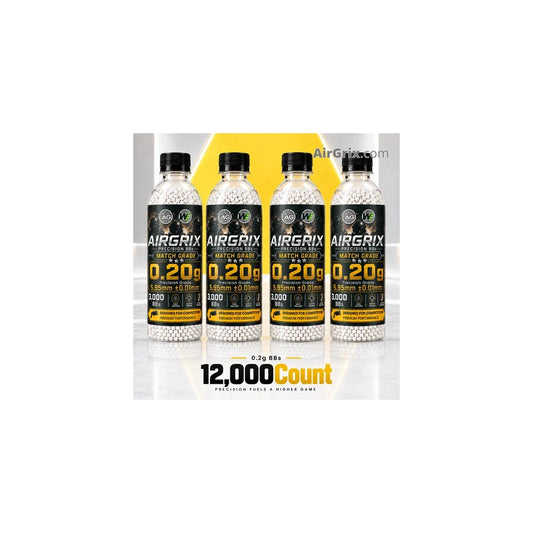Premium 0.2g Airsoft BBs (4-Bottle, 12,000 Count Total) | 5.95mm Ammo