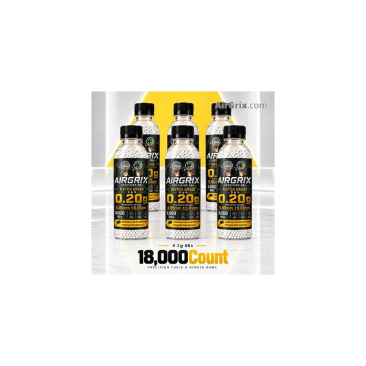 Premium 0.2g Airsoft BBs (6-Bottle, 18,000 Count Total) | 5.95mm Ammo