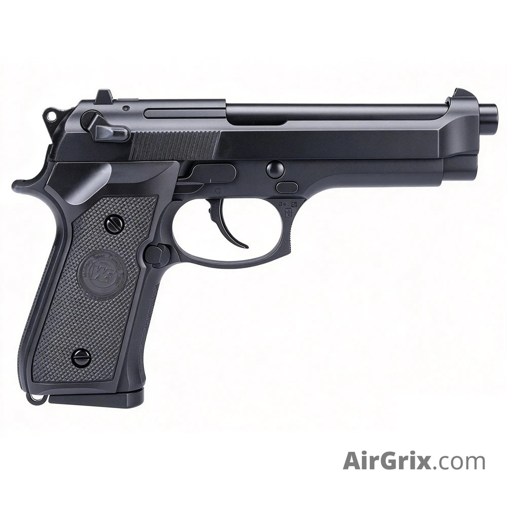 WE-45-M001 M9 CO2 Airgun Pistol 4.5mm Blowback right side profile showing slide and grip panels